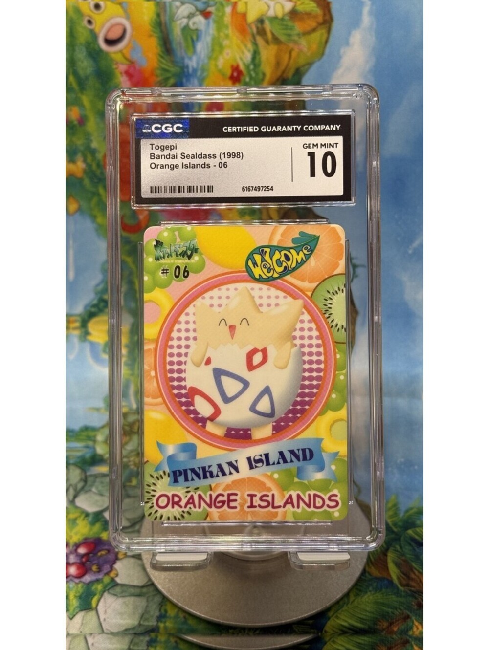 Togepi Pokémon Bandai Sealdass Orange Islands No. 06 1998 Japanese CGC 10